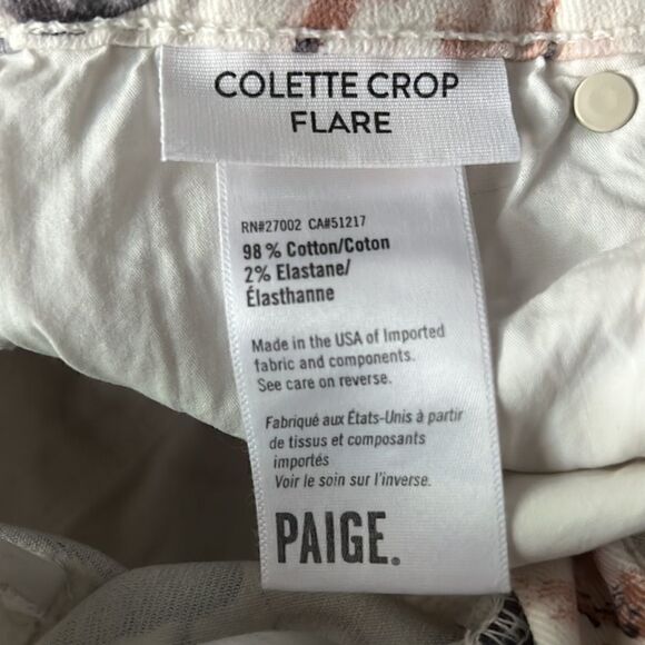 ‎PAIGE COLETTE CROP FLARE FLOWERED JEANS SIZE 24 - Picture 11 of 12